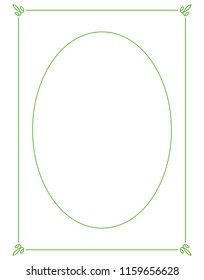Green oval photo frame border passe-partout vector simple