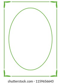 Green oval photo frame border passe-partout vector simple