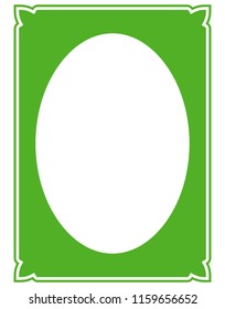 Green oval photo frame border passe-partout vector simple
