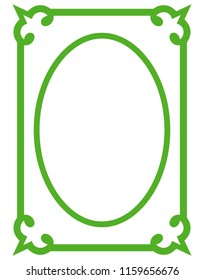 Green oval photo frame border passe-partout vector simple