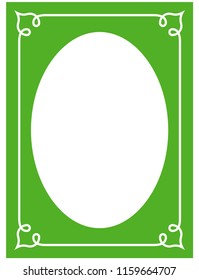 Green oval photo frame border passe-partout vector simple