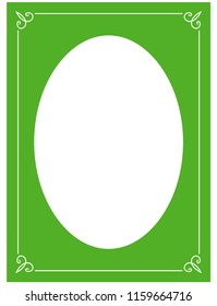 Green oval photo frame border passe-partout vector simple