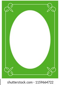 Green oval photo frame border passe-partout vector simple