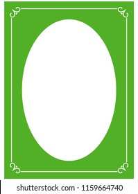 Green oval photo frame border passe-partout vector simple