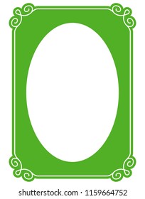Green oval photo frame border passe-partout vector simple