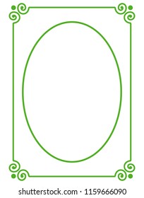 Green oval photo frame border passe-partout vector simple