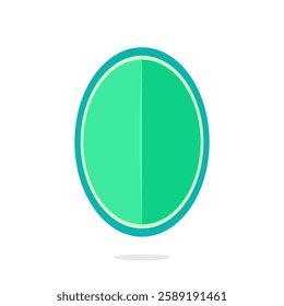 Green oval shield with a teal border, great for logos, labels, or product packaging to create a fresh and modern aesthetic.