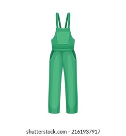 Green Overall or Dungaree as Uniform and Workwear Clothes Vector Illustration