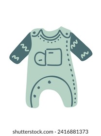 Green overalls for children, vector illustration in cartoon style