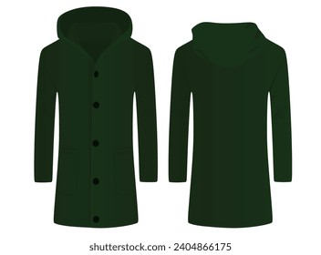 Green overcoat jacket. vector illustration