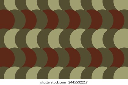 Green overlap circle vector pattern. Semicircle curve pattern. Abstract vector. Seamless background. Simplicity. Backdrop. Gift wrap. Postcard. Graphic design. Multicolour. Fabric pattern. Textile.