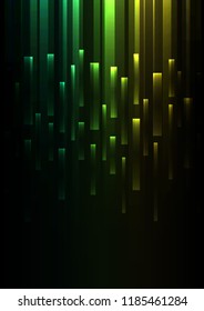green overlap pixel speed in dark background, geometric layer motion backdrop, simple technology template, vector illustration