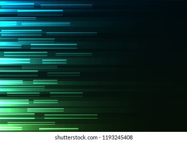 green overlap pixel speed in dark background, geometric layer motion backdrop, simple technology template, vector illustration