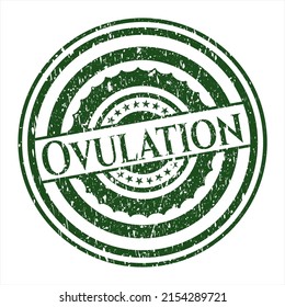 Green Ovulation rubber grunge stamp. 