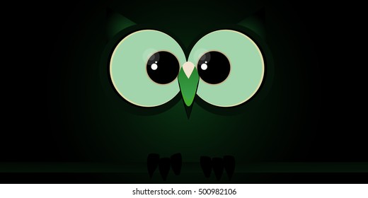 Green Owl at Night