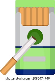 Grüne Packung Zigarettengrafik, Vektorgrafik auf weißem Hintergrund.