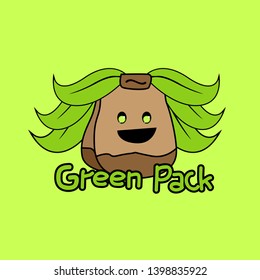 green pack logo icon for packaging industry or company