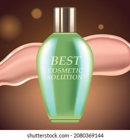 Green Package Design for Cosmetics and Makeup products. Best Cosmetic Solution. Vector illustration