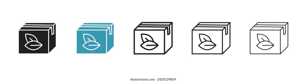 Green Packaging Vector Icon Set. Eco-Friendly Container Vector Symbol for UI Design.