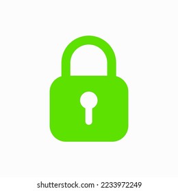 Green padlock icon isolated on white background. Symbol sign lock. Vector illustration.