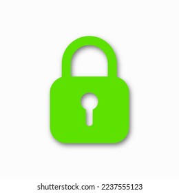Green padlock icon isolated on white background. Symbol sign lock. Vector illustration.