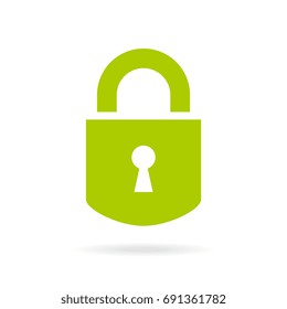 Green padlock vector icon on white background
