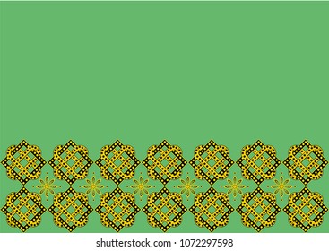 Green page template with an intricate ornate border