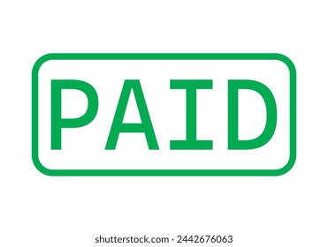 Green paid icon on white background.