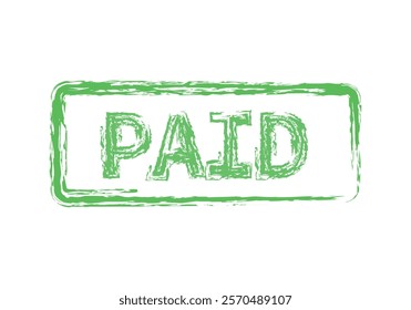 Green paid stamp on white background