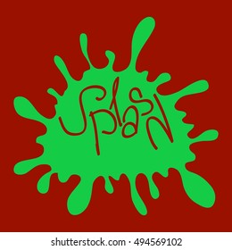 green paint blob on red background with lettering SPLASH