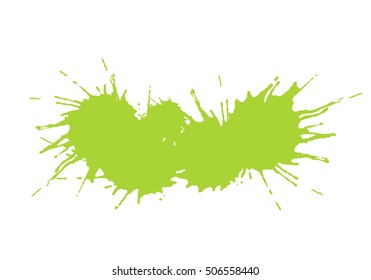 green paint blots isolated on white background