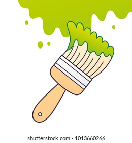 Green paint brush