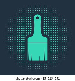 Green Paint brush icon isolated on blue background. Abstract circle random dots. Vector Illustration