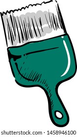 Green paint brush, illustration, vector on white background.