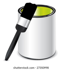 Green paint and brush vector