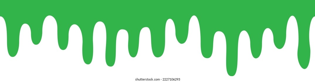 Borde de goteo de pintura verde. Tinta líquida de color