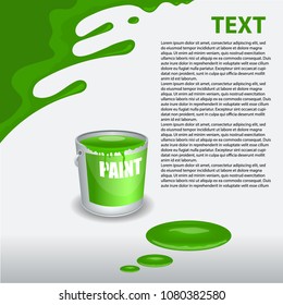 Green paint dripping on the wall. Editable template.