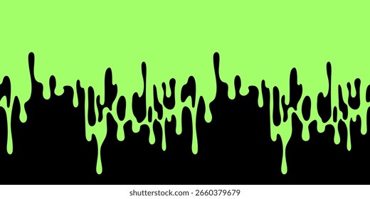 Grüne Farbe tropft, tropft. Flaches Design-Element auf schwarzem Hintergrund