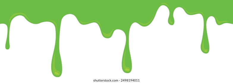 Green paint drops. Creative slime cartoon border