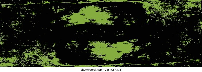 Green paint on black background. Grunge rough backdrop template.