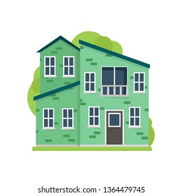 Green paint residential house in modern safe village