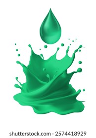 Green paint splash isolated on white background. 3d vector  illustration.