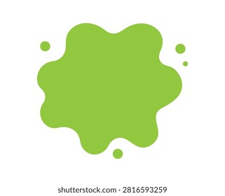 Green Paint Splat Vector Illustration with Liquid Blob and Floating Drops, Abstract Splash Element for Paint, Slime, Jelly, Juice and Creative Design.