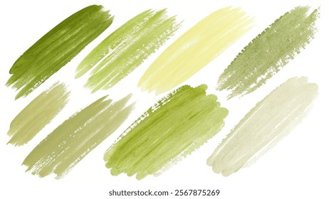 Green paint strokes, abstract art, textured brush marks, artistic background, nature-inspired colors, creative design elements.