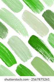 Green paint strokes, textured brush marks, abstract art background, nature-inspired design, vibrant color palette.