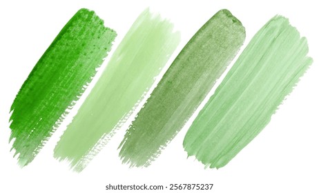 Green paint strokes, vibrant color palette, artistic brush textures, abstract design elements, perfect for backgrounds.