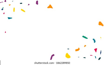 Green Paint Top White Background. Decoration Elements Wallpaper. Happy Confetti Backdrop. Orange Smear Celebrate Design.