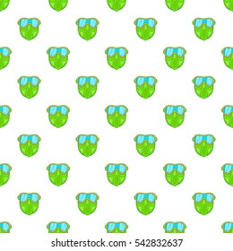 Green paintball mask pattern. Cartoon illustration of green paintball mask vector pattern for web