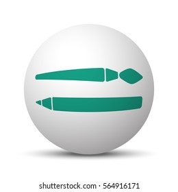 Green Paintbrush icon on white sphere