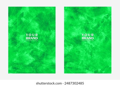 Green painted texture set with brushstrokes cover design, invitation, poster, flyer, catalog. Modern grunge artistic background. Ecology. Green technologies.